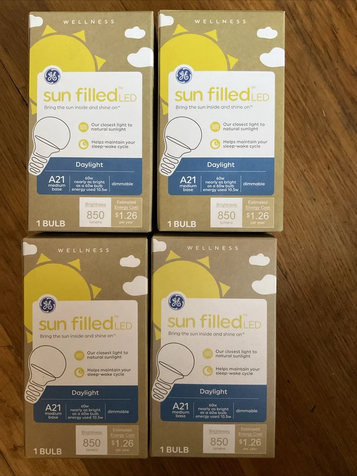 (4) Sun Filled 60W EQ A21 Soft White Dimmable LED Wellness Light Bulb - Image 1 of 1