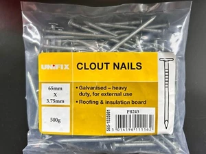 Unifix Galvanised Clout Nails 65mm x 3.75mm 500g Universal PB243 Roofing/Insulat - Picture 1 of 2
