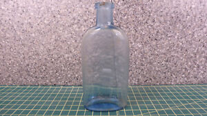 Belle bouteille de blanchisserie aquatique imprimé talon bleuâtre cristal Sawyer vintage