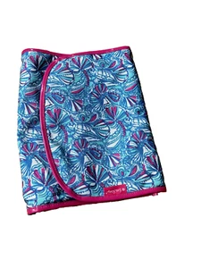 Lilly Pulitzer Hanging Toiletry Bag Makeup Travel Fold Up Organizer My Fan Blue - Picture 1 of 6
