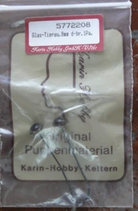 BEAR REPAIR: 1 PAIR OF DARK BROWN GLASS EYES DIAMETER 8m/m hand painted - Picture 1 of 2