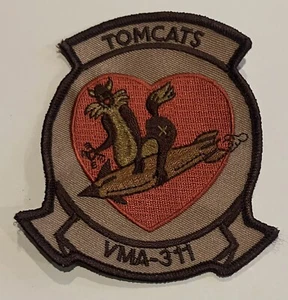 4" USMC VMA-311 TOMCATS HEART WING SQUADRON TAN EMBROIDERED JACKET PATCH - Picture 1 of 2