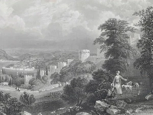 KONSTANTINOPEL Stadtmauern Hafen GRAVUR Varall Bartlett Türkei 1839 - Bild 1 von 3