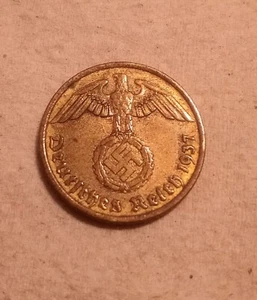 GERMANY  1937 A  10  REICHSPFENNIG  3RD REICH WW2  - Picture 1 of 6