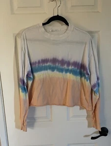Free People Daydreamer Rainbow Wash Tie Dye Cropped Womens Small - Picture 1 of 2