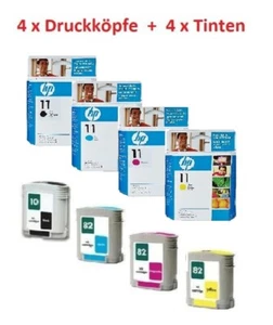 4x Original Print Head HP No. 11 + 4x Ink No. 82 Designjet 510 510PS Printhead - Zdjęcie 1 z 1