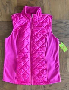 Made For Life Vest Women Size M Fuchsia Bright Pink Full Zip NWT Quilted Fleece - Picture 1 of 13