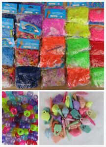 Loom Bands 1200 + Free Charms + Beads Pastel Crazy, Glow in Dark, Neon, Multi...