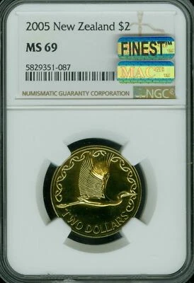 2005 NEW ZEALAND BRONZE $2 NGC MS69 MAC FINEST MAC SPOTLESS 3,000 MINTED * - Image 1 of 2