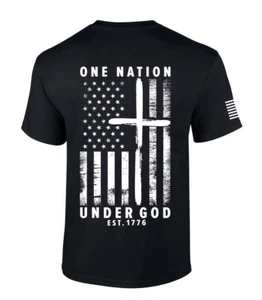Trenz Shirt Company One Nation Under God American Flag Short Sleeve T-shirt - Picture 1 of 8