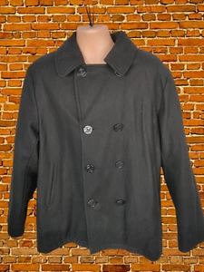 MENS HIGHLANDER LARGE BLACK BUTTON UP COLLARED SMART WARM WINTER COAT JACKET - Picture 1 of 5