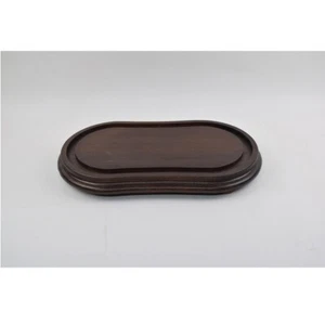 Marrone Scuro Base IN Legno per Ovale Vetro Cupola Su Gambe 33x16 CM - Foto 1 di 4