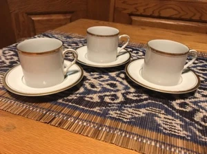 Fitz & Floyd Demitasse Espresso Cups and Saucers-Porcelain Gold Rimmed NEW PRICE - Picture 1 of 6