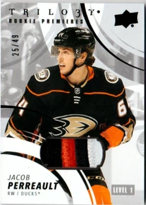 JACOB PERREAULT RC 22-23 UD TRILOGY 3 COLOR PATCH 25/49 ROOKIE PREMIERES 2022-23 - Picture 1 of 2