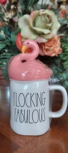 Rae Dunn Magenta Pink Flamingo Topper Mug FLOCKING FABULOUS NWT - Picture 1 of 2