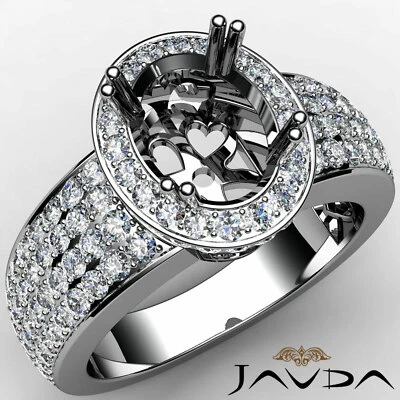 Vintage Style Halo Oval Natural Diamond Engagement Pave Set Ring Semi Mount 2Ct. - Image 1 of 4