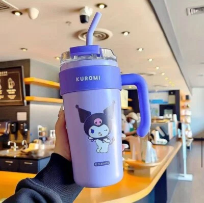 Kuromi Sanrio Insulated Cup With Handle Travel Portable Straw Hot Or Cold New - Image 1 of 4