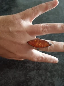 Bague en argent ambre orange - Imagen 1 de 4