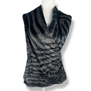 Runway Faux Fur Sleeveless Shirt Women Size Medium Animal Print Zebra Edgy Punk - Picture 1 of 7