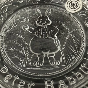 Peter Rabbit w Jenny Wren Thornton Burgess Collectible Pairpoint Glass Cup Plate - Picture 1 of 6