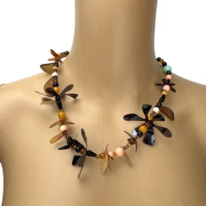 Collar Marni Cuentas Floral Resina Pétalos Acrílico Declaración Joyería Italia con Caja - Imagen 1 de 12