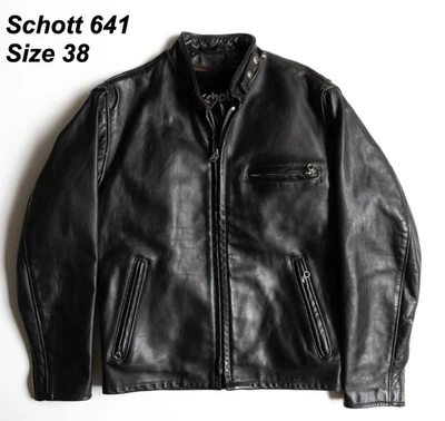 Schott 641 Size 38 Single Steer hide Leather Motorcycle Jacket Near Mint JAPAN - Image 1 of 4