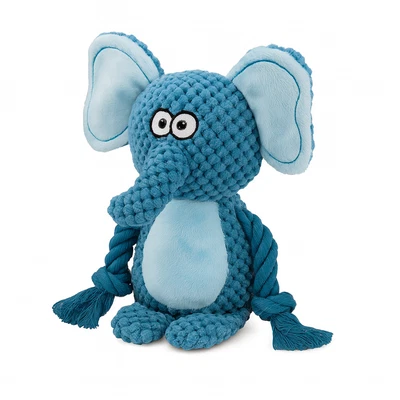 Dog Toy - Plush Crocheted Elephant Toy with Rope Limbs 24*10*6cm - Image 1 of 3