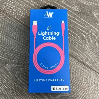 Just Wireless 6ft iPhone connector to USB-A PVC Cable for iPhone/iPad Light Pink - Image 1 of 4