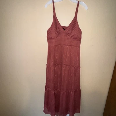 Nuevo con etiquetas Vestido Midi Lurex Casa Blanca Mercado Negro WHBM Sienna 12 Foto 1 de 4