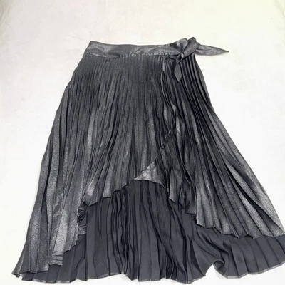 Women’s White House Black Market Metallic Pleated Wrap MIDI Skirt Size 8 - Image 1 of 4