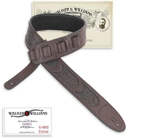 G-802 Soft Cognac Brown Leather Guitar Strap with Gator Inserts & Padded Back... - Picture 1 of 7