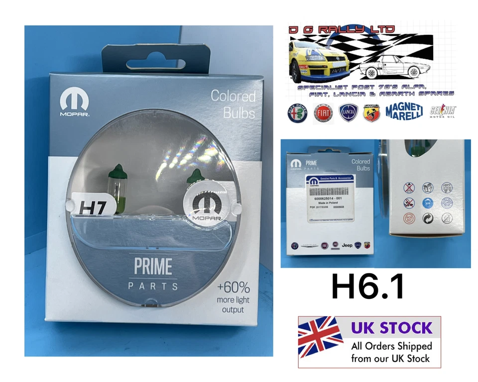 New Genuine OEM Mopar H7 Green Coloured  Bulb Kit ECE R37 Approved H7: E1 11Z - Image 1 of 1