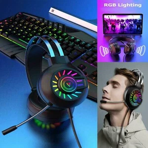 3.5mm Gaming Headset Mic LED Headphones Stereo Bass Surround For PC PS4 Xbox One - Picture 1 of 23