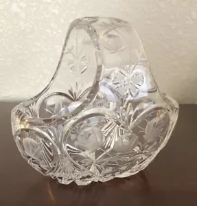 Vintage Original Brautkorb aus geätztem Glas mit Blumen - schwer & makellos - Bild 1 von 10