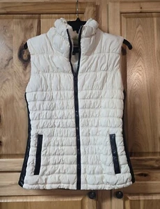 Black Rivet Ivory Cream Off White & Black Puffer Vest Size Medium Full Zip - Picture 1 of 6