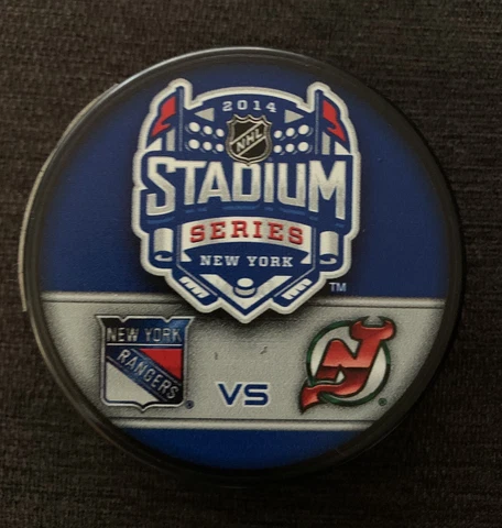 NY RANGERS NHL STADIUM SERIES HOCKEY PUCK YANKEE STADIUM NJ DEVILS 2014 Cover