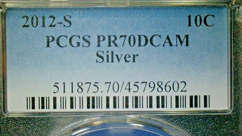 4th of JULY SALE EXTENDS--U.S. UNC. 2012-S PCGS PR70DCAM SILVER DIME-KM#195b Cover