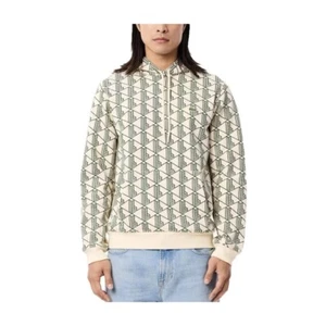 LACOSTE UOMO FELPA CAPPUCCIO GRAPHIC COTONE GARZATO art. SH2855 PT2 BLANC/VERT - Imagen 1 de 5