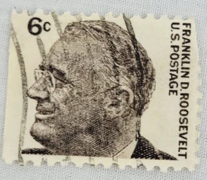 US Postage ~ Franklin D. Roosevelt ~ 6 ¢ B&W Stamp ~ Cancelled ~ c.1966 ~ C024 - Picture 1 of 6