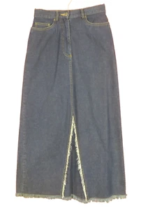 SK19526- MARSH LANDING Women Denim Jean Maxi Fix Box Pleated Skirt  Blue Size 4P - Picture 1 of 10