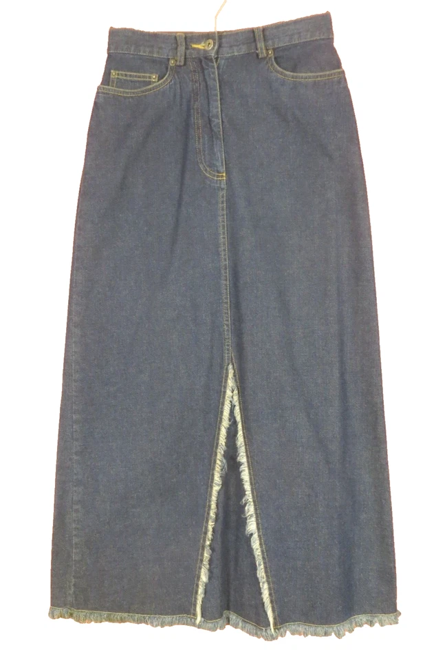SK19526- MARSH LANDING Women Denim Jean Maxi Fix Box Pleated Skirt  Blue Size 4P - Image 1 of 4