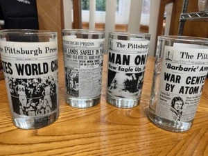 LOTE DE CUATRO VASOS LIBBEY VINTAGE PRENSA PITTSBURGH LOTE DE CUATRO VASOS TITULARES - Imagen 1 de 11