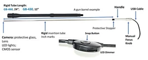 "Boroscopio de pistola USB Vividia GB-460 para pistola de rifle con diámetro 4 mm de largo 24" - Imagen 1 de 12