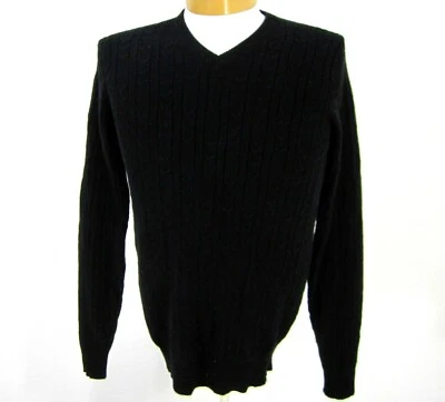 SUÉTER 100 % FINO Cashmere Tasso Elba Manga Larga Cuello en V S Pequeño Negro  Foto 1 de 4