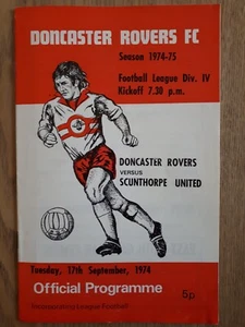 Doncaster Rovers v Scunthorpe United Programme - League Div 4 - 17th Sep 1974 - Picture 1 of 5