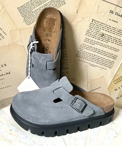 Birkenstock Papillio Boston Clog Basalt Gray Suede Platform Eva Sole 37 NWT - Picture 1 of 8