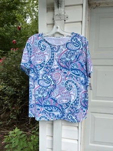 NWT Talbots Pretty Blues Lavender Paisley Short Sleeve T-shirt 3X - Picture 1 of 5