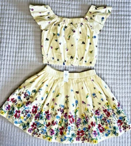 Gap Kids Girls 2-Piece Outfit Yellow Floral- XL (12) Skirt - Lg (10) Top - Picture 1 of 14