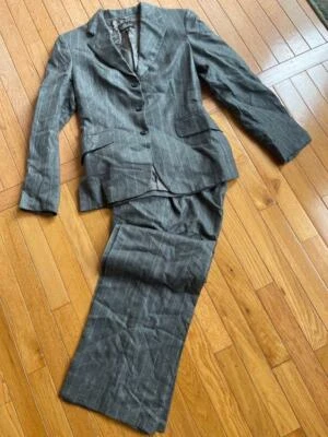 Traje de mujer BELVEST a rayas gris cachemir seda talla EU42 US 8 (SU200 Foto 1 de 4