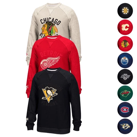 NHL CCM Retro Team Logo Fleece Crewneck Sweatshirt Collection Men's Cover
